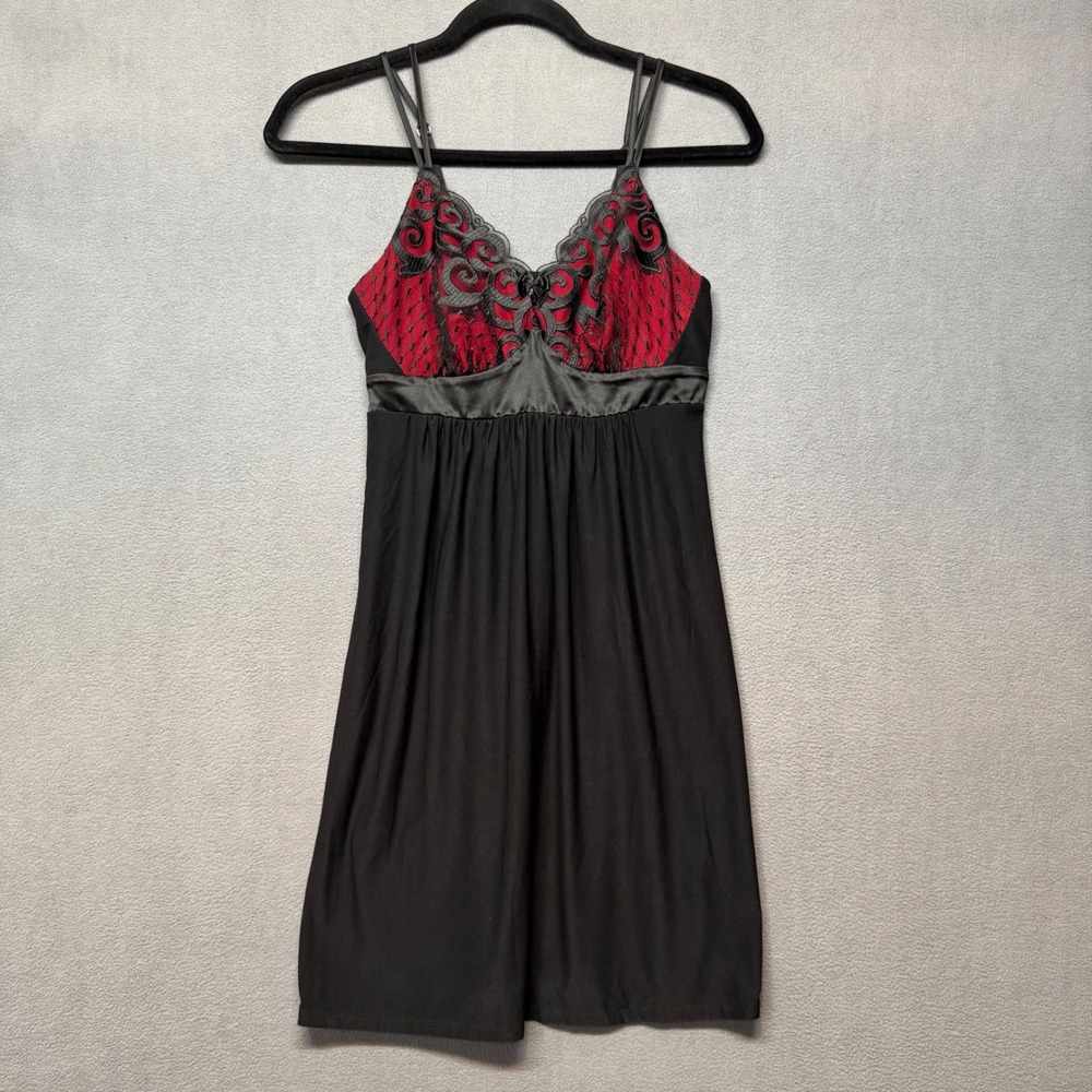 Soma Chemise Nightgown Lace Whimsigoth Gothic Intimates XS Black Red Babydoll